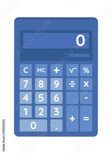 Calculator semi flat color vector object. Counting device. Editable element. Full sized item on white. Simple cartoon style illustration for web graphic design and animation. Quicksand font used