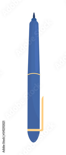 Ball pen semi flat color vector object. Tool for school and office. Editable element. Full sized item on white. Stationery simple cartoon style illustration for web graphic design and animation
