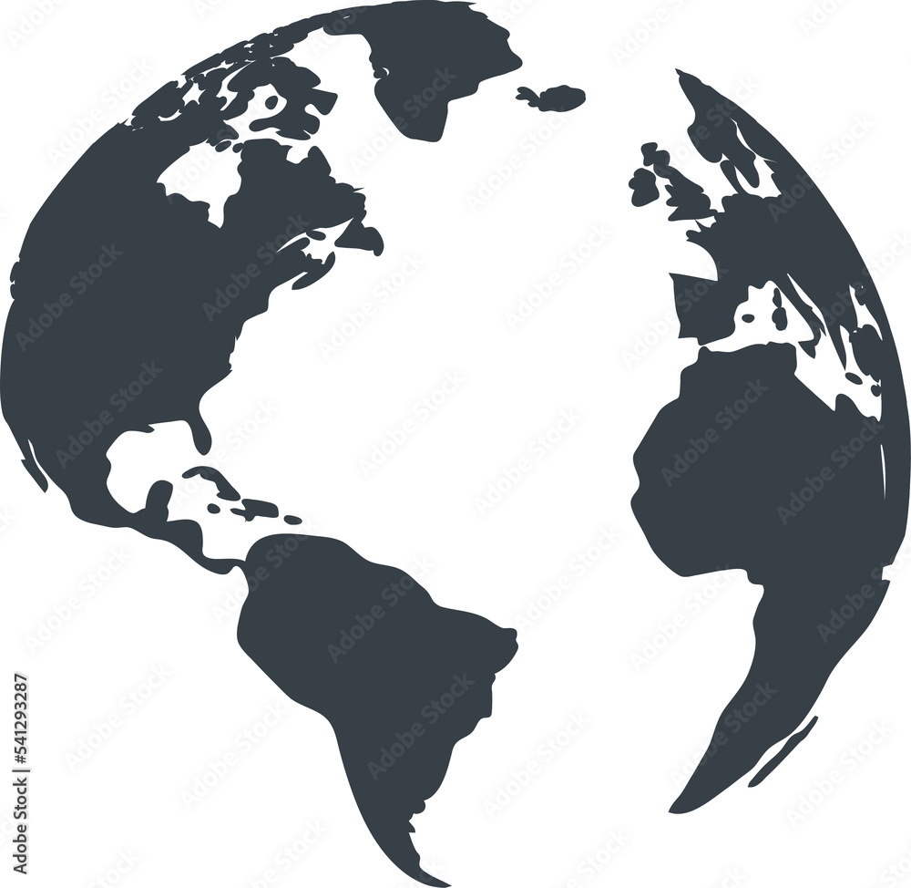 Earth globe icon. Earth hemispheres with different continents. World