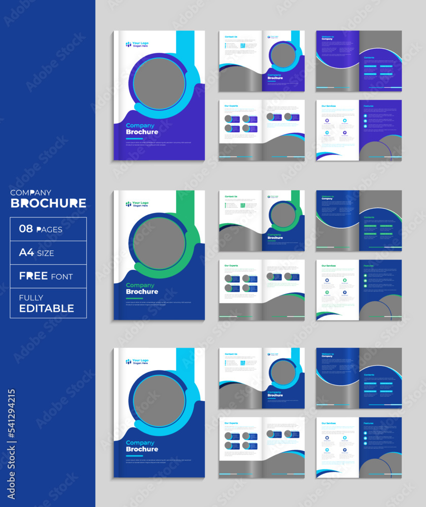 Corporate brochure and company profile annual report cover design template set multicolor Corporate brochure and company profile annual report cover design template set multicolor