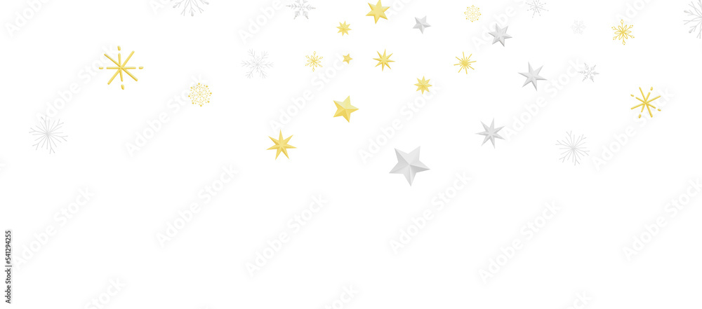 Fototapeta premium new year pattern. Christmas theme, golden openwork shiny snowflakes, star, 3D rendering.