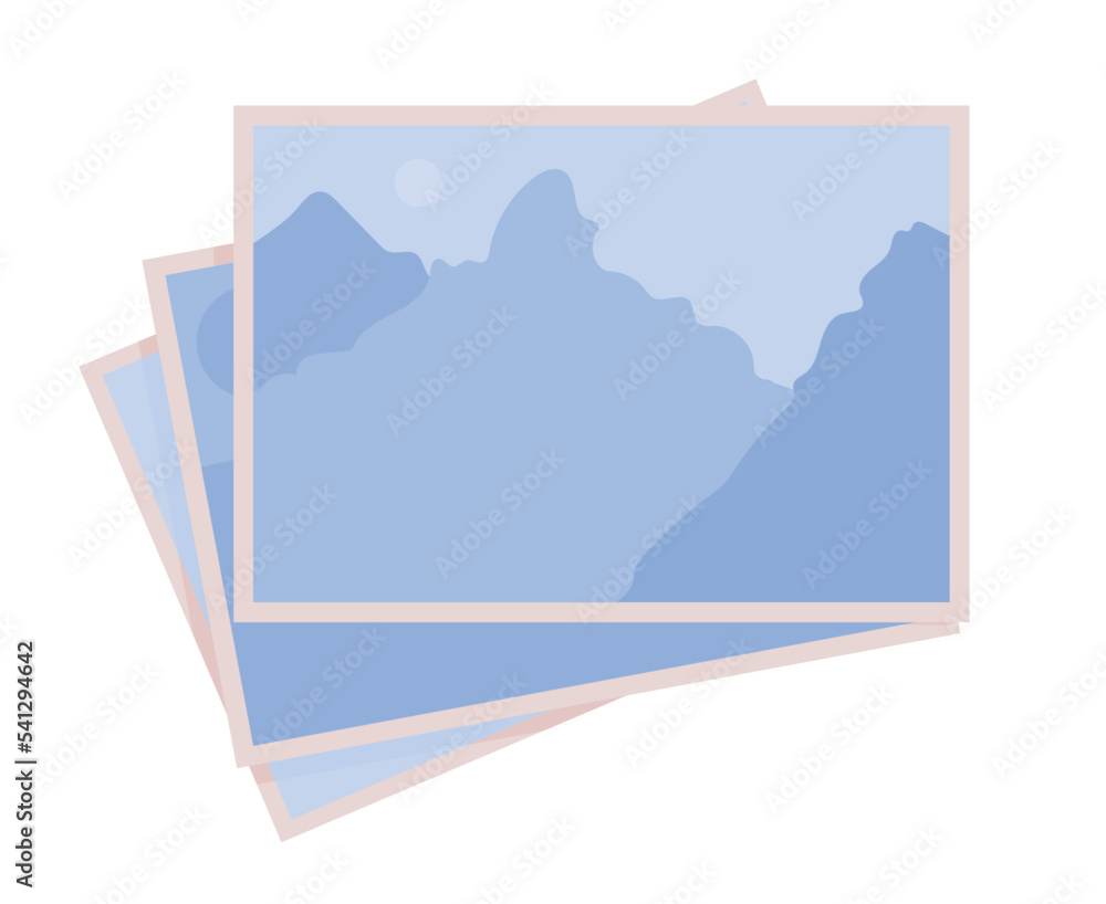 Photo pictures semi flat color vector object. Memory about journey. Editable element. Full sized item on white. Simple cartoon style illustration for web graphic design and animation