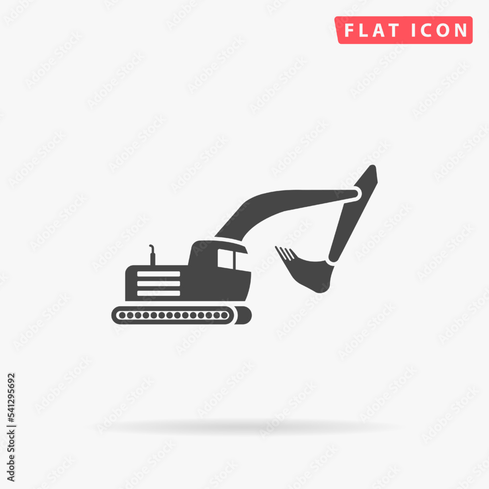 Excavator flat vector icon. Hand drawn style design illustrations. Excavator flat vector icon. Hand drawn style design illustrations.
