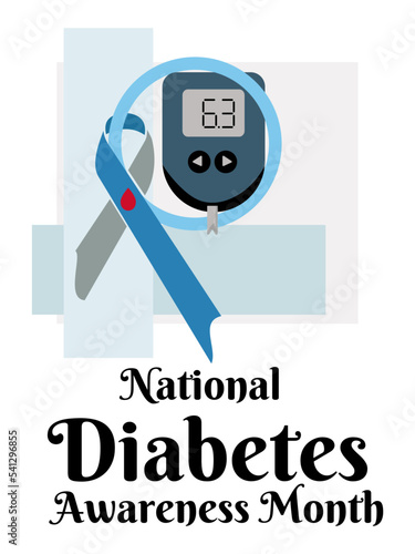 National Diabetes Awareness Month, medical theme vertical poster, banner or flyer