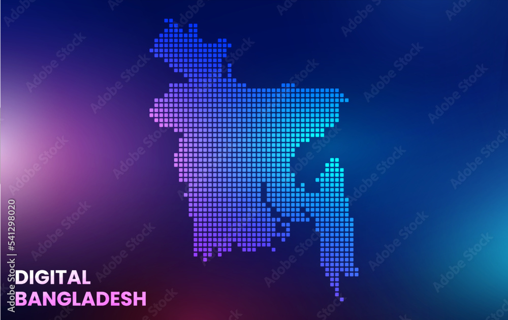 Digital Bangladesh technology map with background Digital Bangladesh technology map with background