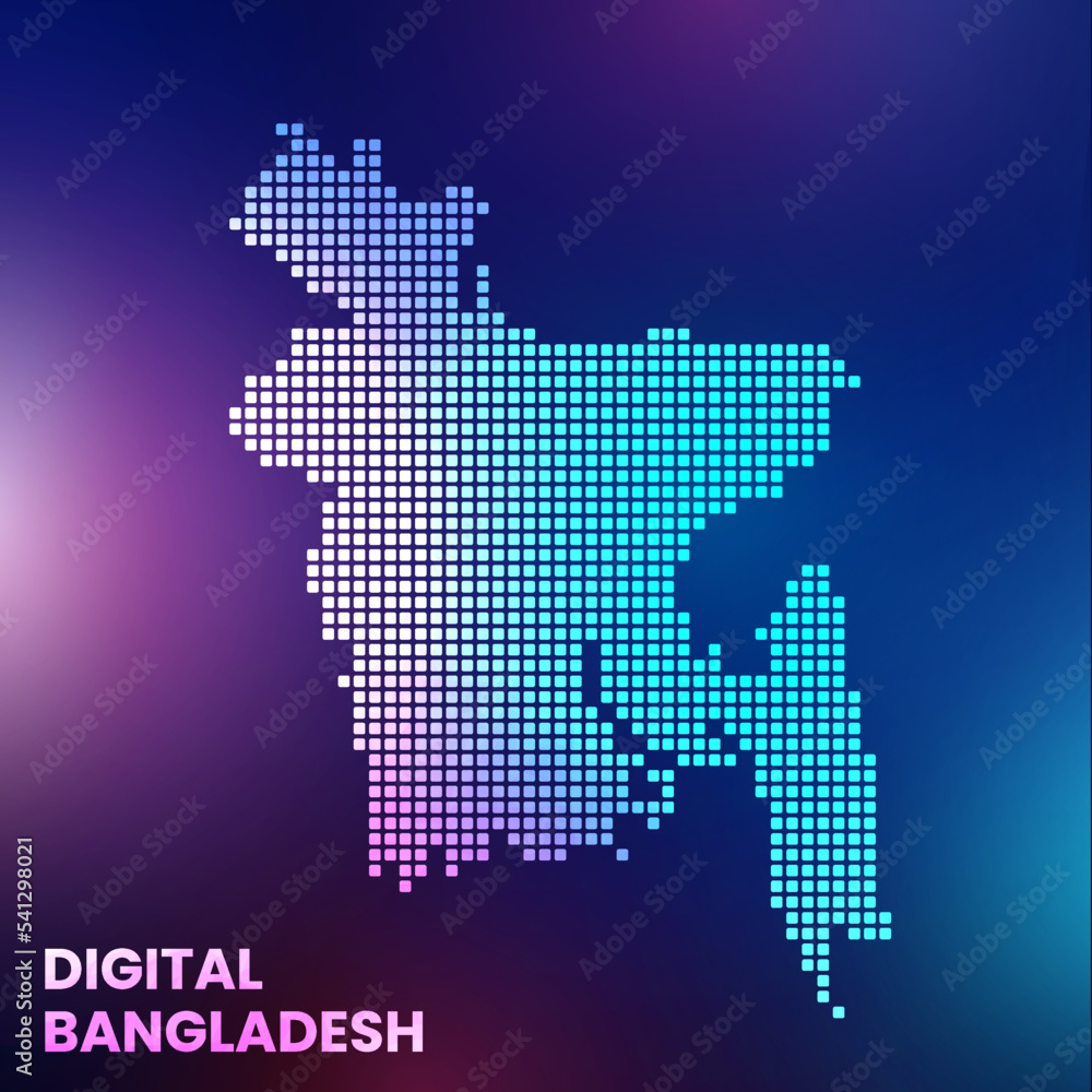 Digital Bangladesh technology map with background