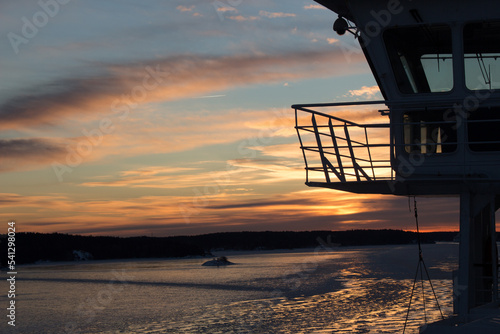 Ship deck on the sunset