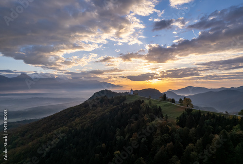Jamnik in Slovenia, autumn landscape, drone photo