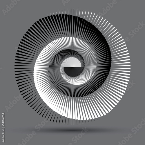 Circle with lines in spiral. Abstract modern art lines background. Yin and Yang symbol.