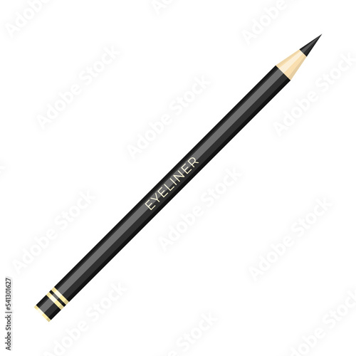 Black eyeliner pencil icon. Cartoon illustration of a liner for eyes isolated on a white background. Makeup for eyes. Vector 10 EPS
