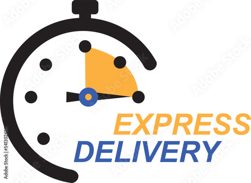 Express delivery service logo. Fast time delivery order with stopwatch
