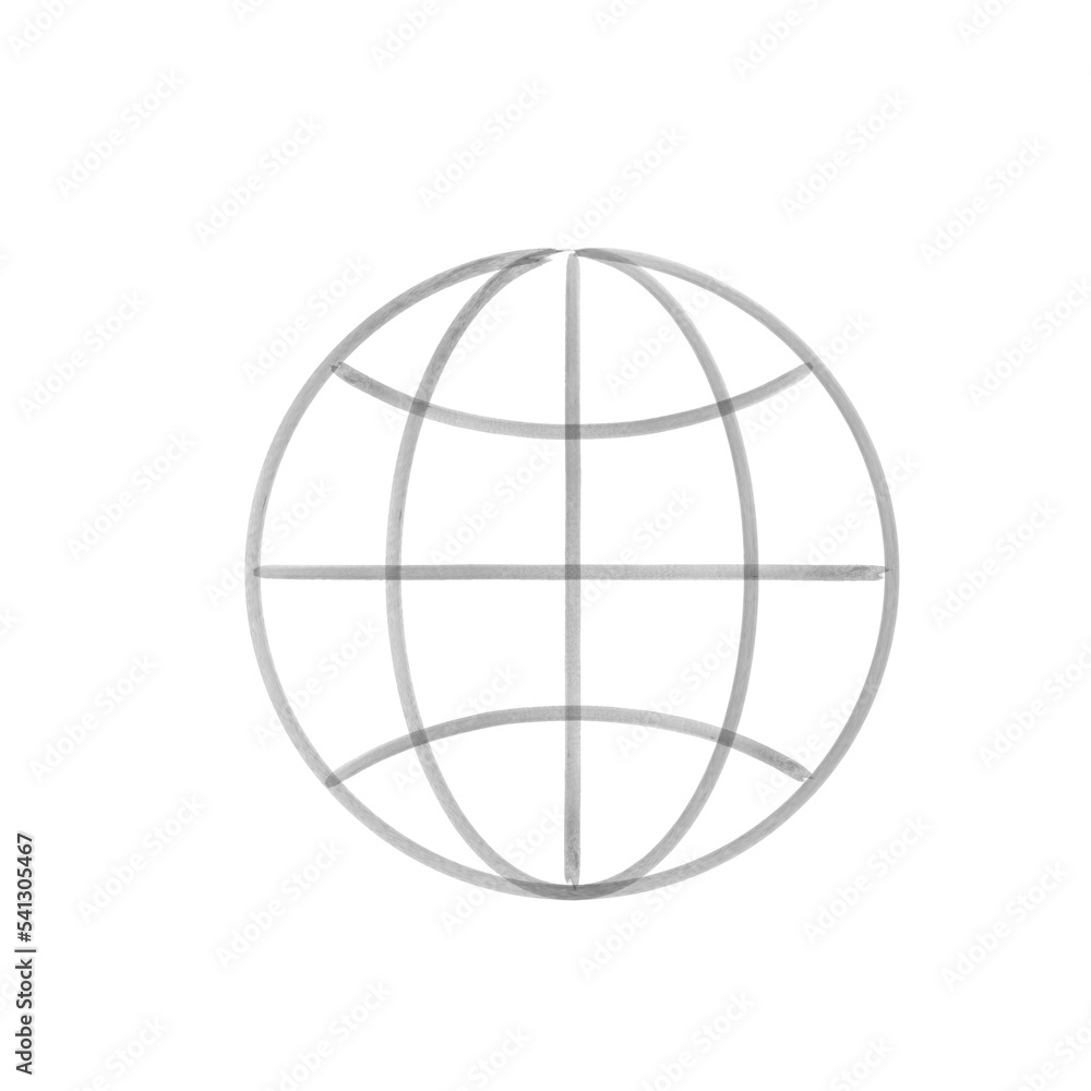 Hand drawn wireframe earth grid icon. Globe sphere symbol. Stock vector illustration isolated on white background. Hand drawn wireframe earth grid icon. Globe sphere symbol. Stock vector illustration isolated on white background.