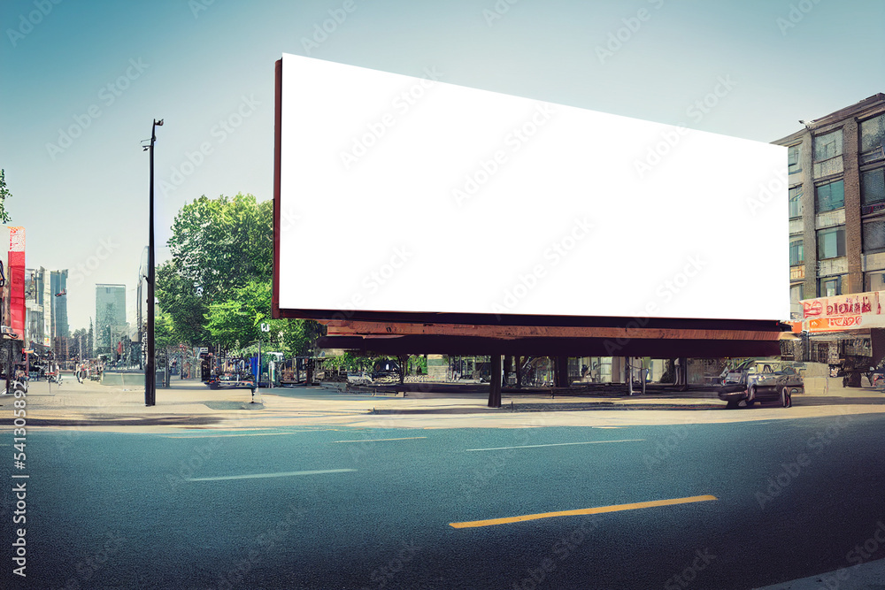 Mockup large billboard, blank billboard located in the city. Located above the ground. Frame canvas Mockup large billboard, blank billboard located in the city. Located above the ground. Frame canvas