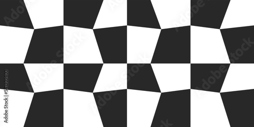 Broken curved surface of a chessboard in the form of a pattern. Simple, irregularly shaped squares create a pattern. Checkerboard pattern of uneven curved cells.