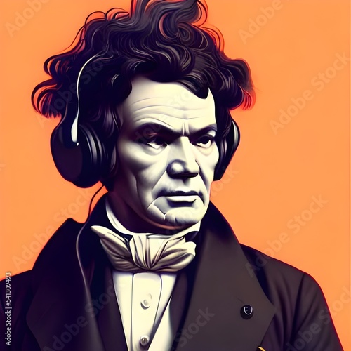 Portrait of Ludwig Van Beethoven. High quality illustration photo