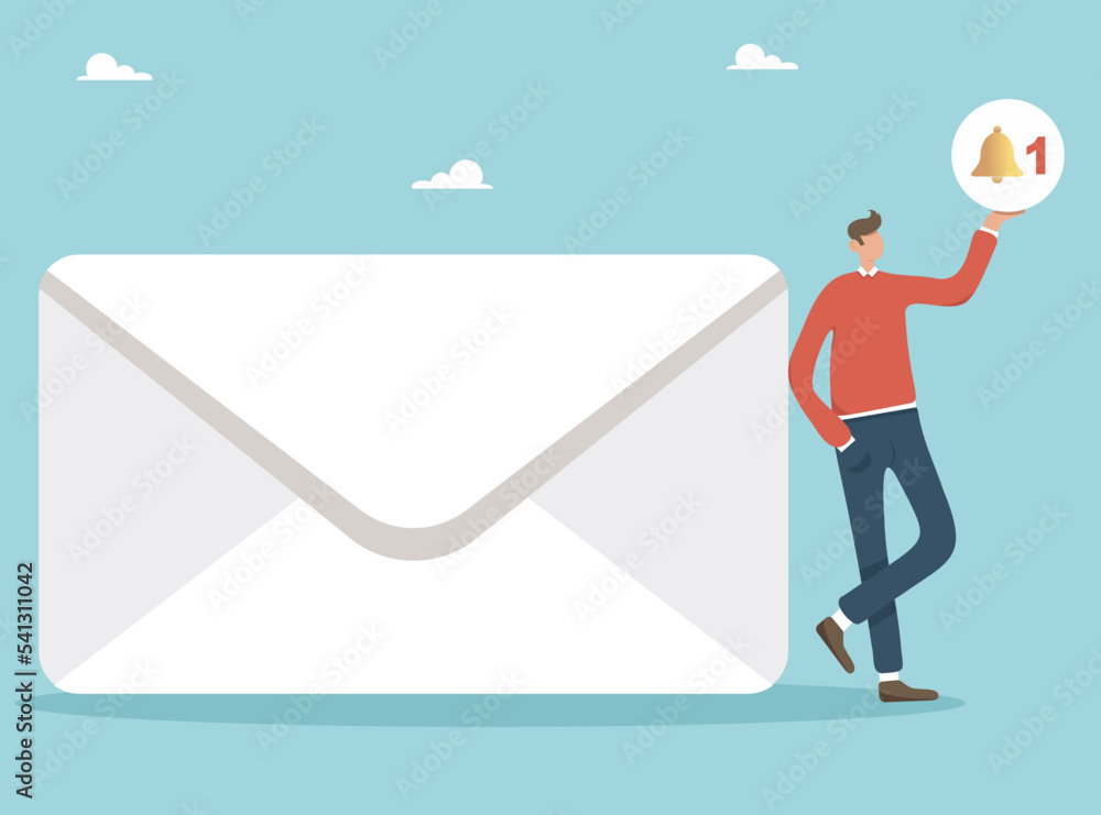 Obraz premium Email management, email processing, prioritization or categorization of information concept, businessman receive notification, email letter, message, envelope.