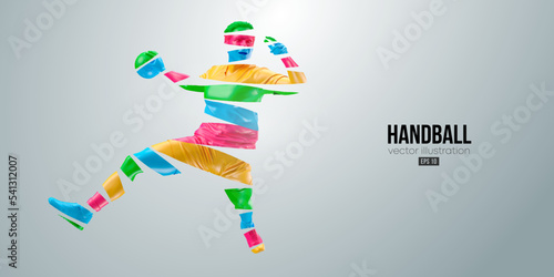 Abstract silhouette of a handball player on white background. Handball player man are throws the ball. Vector illustration