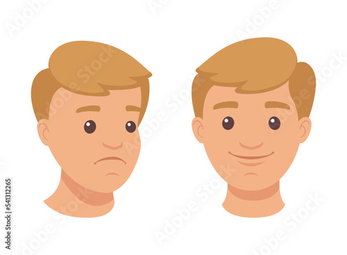 Face of Handsome Man Character Demonstrating Emotion Vector Set