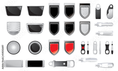 metal plate and zipper puller vectors