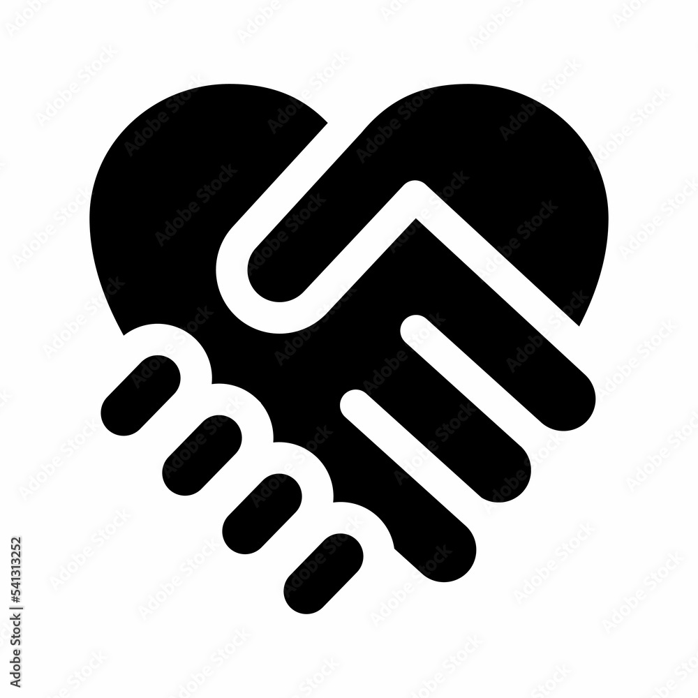 Heart handshake logo design on white background Heart handshake logo design on white background