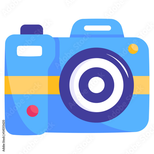 A camera icon in flat design 