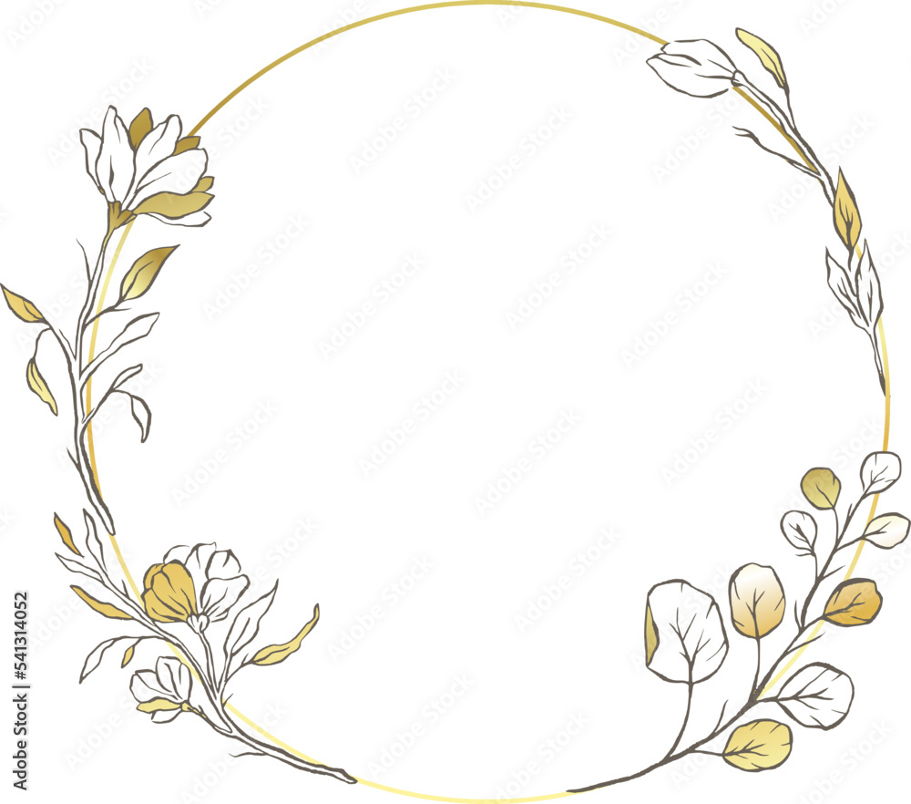 custom made wallpaper toronto digital Floral gold vector circle frame flower elegant leaves nature round background 