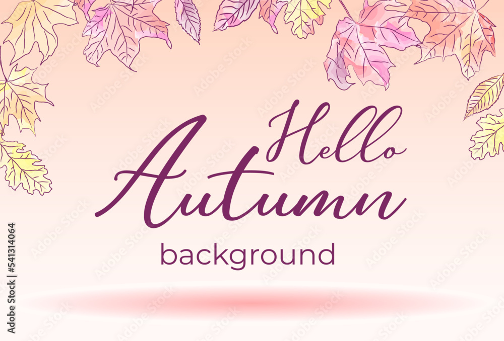 Tender autumn background. Falling autumn leaves. Maple, oak and ash leaves vector illustration. Abstract autumnal scene Tender autumn background. Falling autumn leaves. Maple, oak and ash leaves vector illustration. Abstract autumnal scene