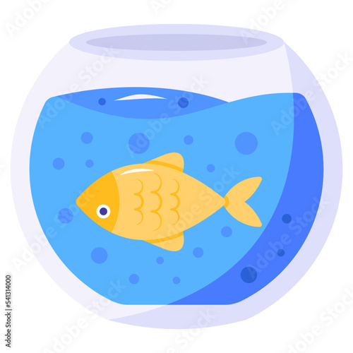 A fish bowl aquarium flat icon