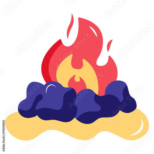 Beautifully designed flat icon of bonfire 