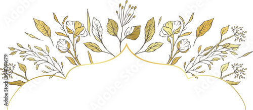 Floral divider frame wedding gold live nature beauty flowers 