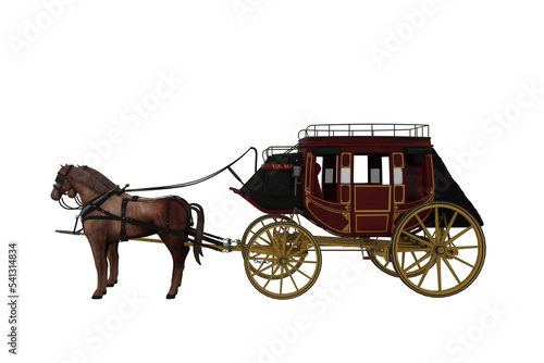 Canvastavla Wild west stage coach with two horses