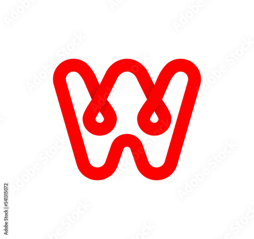 Letter W infinity sign. Cyclic red letter W. Modern natural endless loop. Futuristic logo corporate design.
