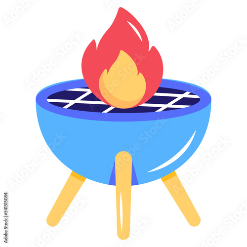 Flat icon of a bbq grill