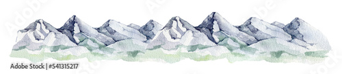 Fototapeta Naklejka Na Ścianę i Meble -  Mountain landscape element. Watercolor illustration. Hand drawn rocky hills. Mountain range nature outdoors scenery object. Isolated on white background.