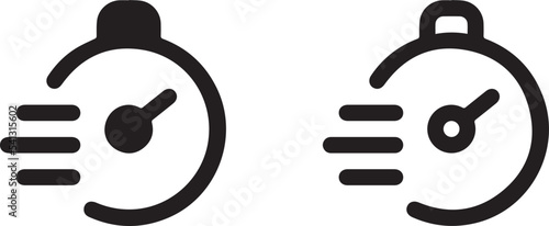 Clock icon set. Time clock icons collection. Line clocks symbol. Quick time or deadline icon. Express service symbol. Vector illustration