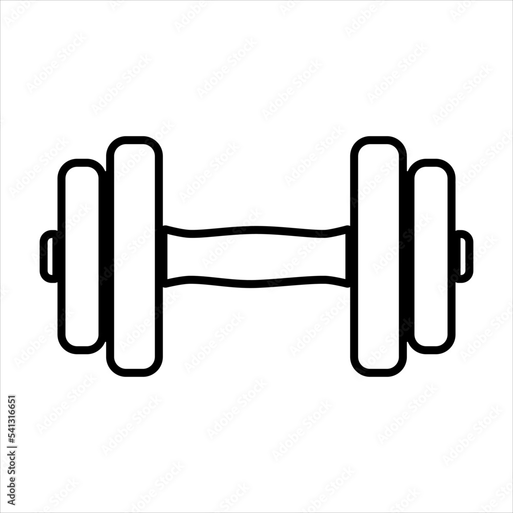 Dumbbell icon. Flat design. Black silhouette. Isolated dumbbell icon. Gym equipment. Vector drawing. Dumbbell icon. Flat design. Black silhouette. Isolated dumbbell icon. Gym equipment. Vector drawing.