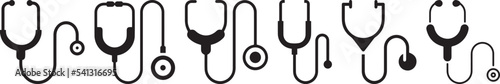 stethoscope medical device flat icon set. Healthcare logo. Stethoscope Icon vector symbol for medical doctor and physician