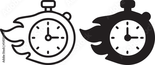 Countdown timer and stopwatch icons isolated on white. Timer icons set. Quick time or deadline icon. Express service symbol. Vector illustration