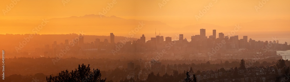 Vancouver Cityscape Sunset From Burnaby Mountain