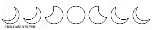 Moon line icon set. Moon phases astronomy icons. Vector isolated on white background