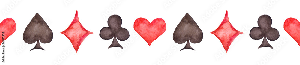 Seamless pattern with playing card symbols.