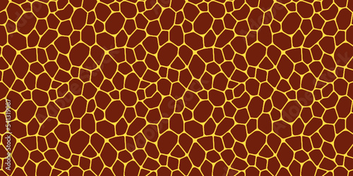 Animal skin vector seamless pattern. Brown leather geometric template texture. Voronoi repeated backdrop for textile, fabric and interior designs. line polygonal cells wallpaper