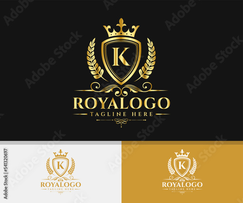 Luxury Brand K Letter Logo Design. Elegant Royal Logo. Royal Letter K Logo Template.