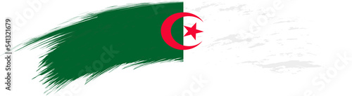 Flag of Algeria in rounded grunge brush stroke.