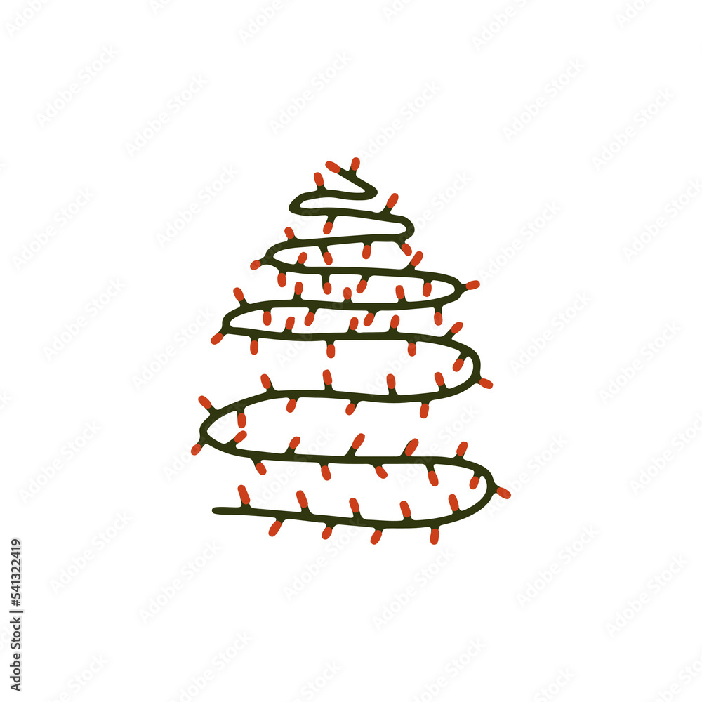 Vector Christmas tree made from garland.