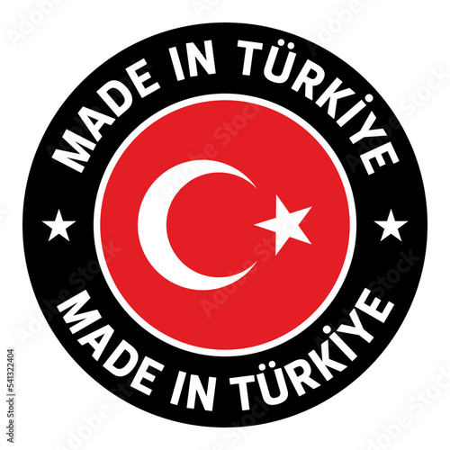 new made in turkey logo. isolated red flag on a black background
