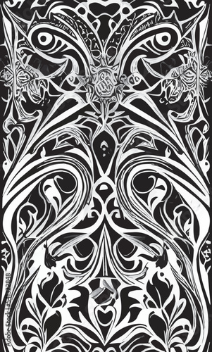 Decorative black and white gothic ornament, base for tattoo