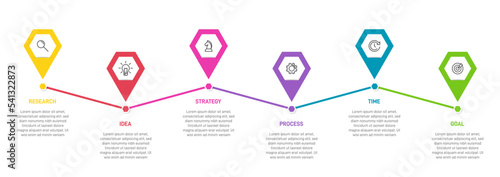 Vertical infographic design with icons and 6 options or steps. Thin line. Infographics business concept. Can be used for info graphics, flow charts, presentations, mobile web sites, printed materials.