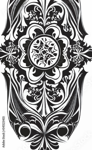 Decorative black and white gothic ornament, base for tattoo