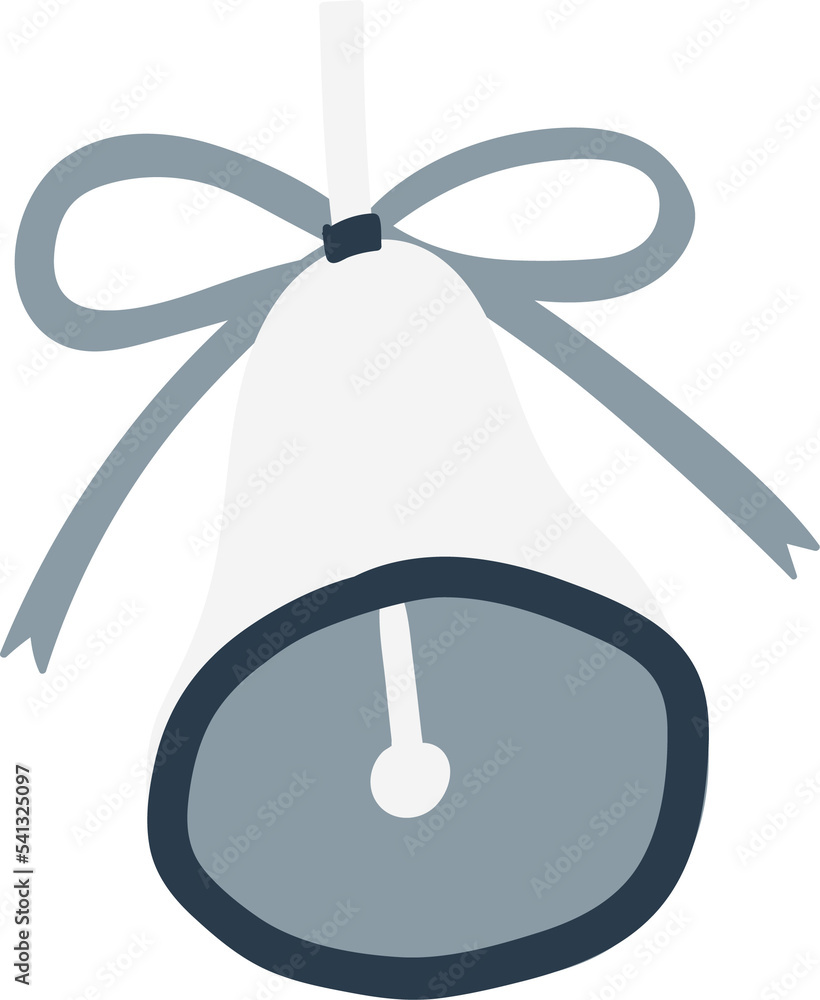 White ring touy with bow, Christmas bell decoration for Christmas tree, png illustration in flat cartoon style. Isolated on transparent background White ring touy with bow, Christmas bell decoration for Christmas tree, png illustration in flat cartoon style. Isolated on transparent background